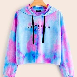 Tie dye crop top hoodie